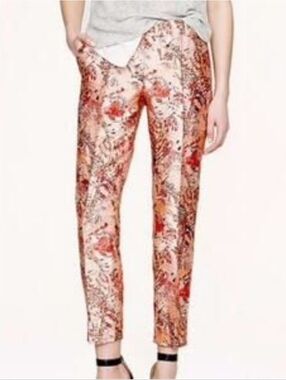 J. Crew Collection Taperd Silk Cropped Pant Butterfly Pink Lemonade NWOT SRP$298